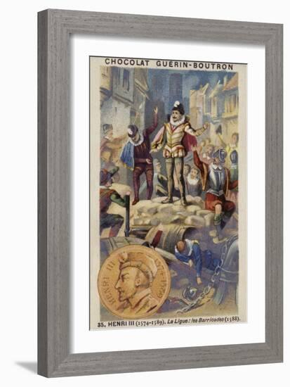 Henry III of France and the Barricades of the Catholic League, 1588-null-Framed Giclee Print