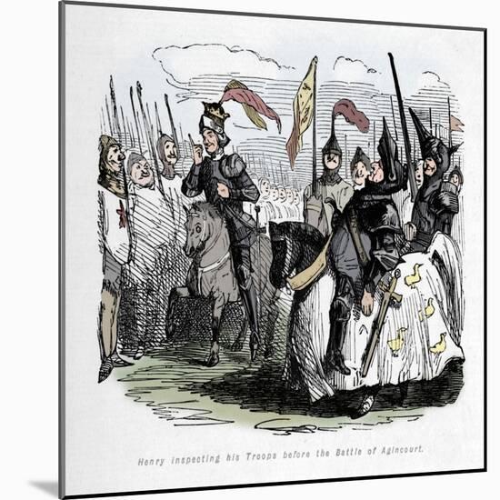 'Henry inspecting his Troops before the Battle of Agincourt', c1860, (c1860)-John Leech-Mounted Giclee Print