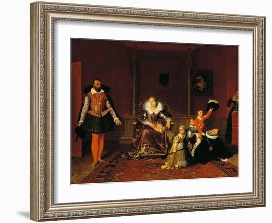Henry IV Surprised by the Spanish Ambassador While Playing with His Children-Jean-Auguste-Dominique Ingres-Framed Giclee Print