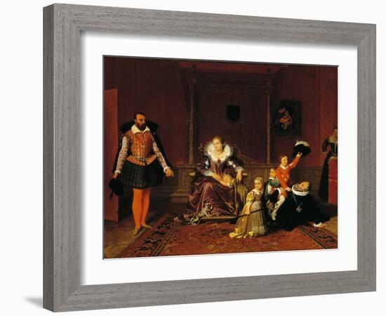 Henry IV Surprised by the Spanish Ambassador While Playing with His Children-Jean-Auguste-Dominique Ingres-Framed Giclee Print