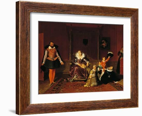 Henry IV Surprised by the Spanish Ambassador While Playing with His Children-Jean-Auguste-Dominique Ingres-Framed Giclee Print