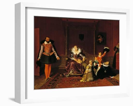 Henry IV Surprised by the Spanish Ambassador While Playing with His Children-Jean-Auguste-Dominique Ingres-Framed Giclee Print