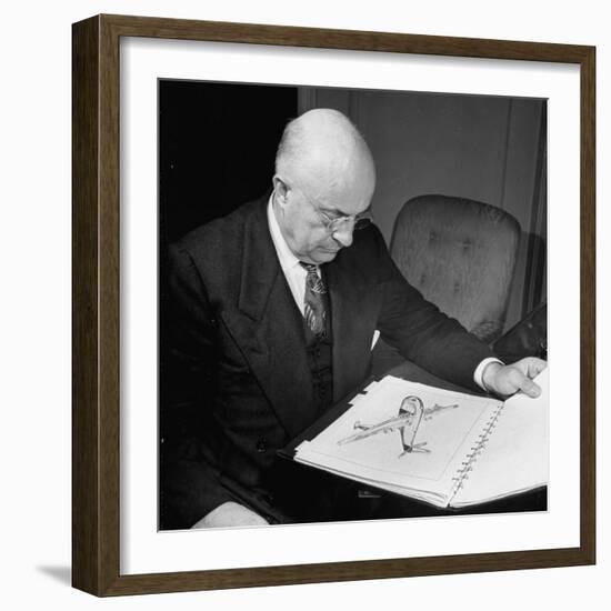 Henry J. Kaiser, Looking at Photographs of Airplanes-Myron Davis-Framed Photographic Print