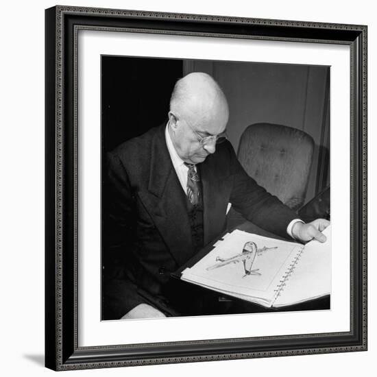 Henry J. Kaiser, Looking at Photographs of Airplanes-Myron Davis-Framed Photographic Print