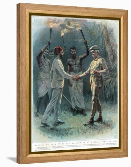 Henry Morton Stanley, Welsh Journalist and Explorer, Meeting Emin Pasha at Kavalli, 29 April 1888-null-Framed Premier Image Canvas