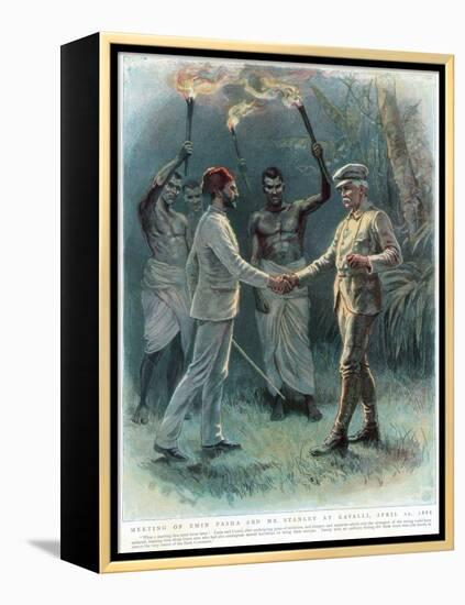 Henry Morton Stanley, Welsh Journalist and Explorer, Meeting Emin Pasha at Kavalli, 29 April 1888-null-Framed Premier Image Canvas