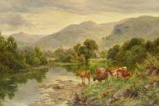 A Wooded River Landscape with Cattle-Henry Parker-Giclee Print