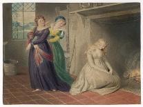 Cinderella by the Fireside is Taunted by Her Two Sisters Before Leaving for the Ball-Henry Richter-Mounted Art Print