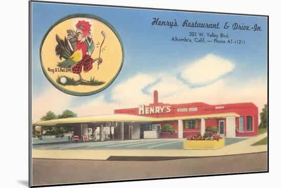 Henry's Restaurant and Drive-In, Roadside Retro-null-Mounted Art Print