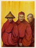 Tibetan "Yellow Monks" Using Prayer Wheels-Henry Savage Landor-Framed Art Print