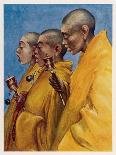 Tibetan "Yellow Monks" Using Prayer Wheels-Henry Savage Landor-Mounted Art Print