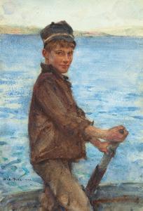 Steering the Punt, 1909 by Henry Scott Tuke