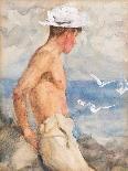 Study of a Young Man Looking out to Sea (Pencil, W/C & Bodycolour on Paper)-Henry Scott Tuke-Giclee Print
