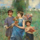 Among the Blossoms, Mid-1880S (Oil on Canvas)-Henry Siddons Mowbray-Giclee Print