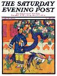 "Japanese Woman in Garden," Saturday Evening Post Cover, March 2, 1929-Henry Soulen-Giclee Print