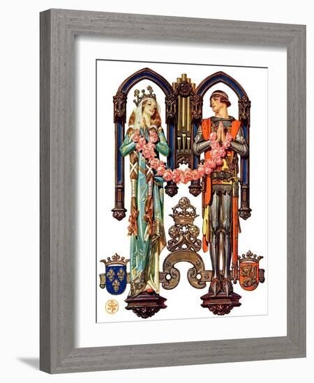 "Henry V and His French Bride,"July 26, 1930-Joseph Christian Leyendecker-Framed Giclee Print