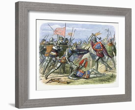 Henry V of England attacked by the Duke of Alencon at the Battle of Agincourt, 1415 (1864)-James William Edmund Doyle-Framed Giclee Print