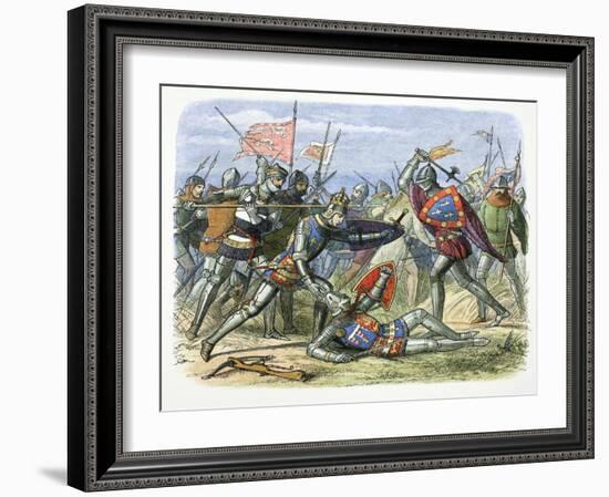 Henry V of England attacked by the Duke of Alencon at the Battle of Agincourt, 1415 (1864)-James William Edmund Doyle-Framed Giclee Print