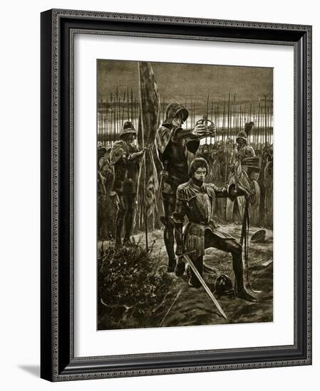 Henry Vii Crowned at Bosworth, Illustration from 'Hutchinson's Story of the British Nation', C.1923-Richard Caton Woodville II-Framed Giclee Print