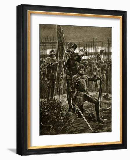 Henry Vii Crowned at Bosworth, Illustration from 'Hutchinson's Story of the British Nation', C.1923-Richard Caton Woodville II-Framed Giclee Print