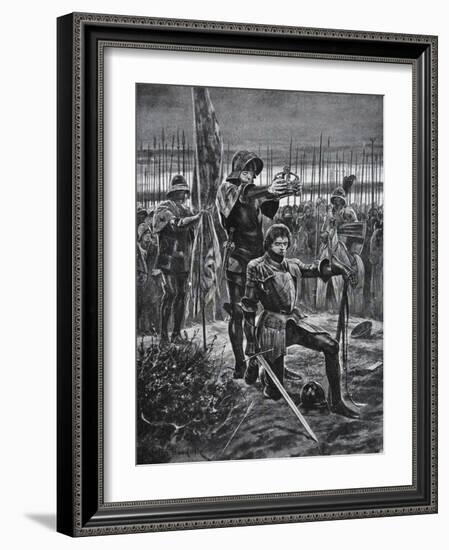 Henry VII Crowned at Bosworth, Illustration from The History of the Nation-Richard Caton Woodville-Framed Giclee Print