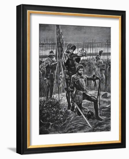 Henry VII Crowned at Bosworth, Illustration from The History of the Nation-Richard Caton Woodville-Framed Giclee Print