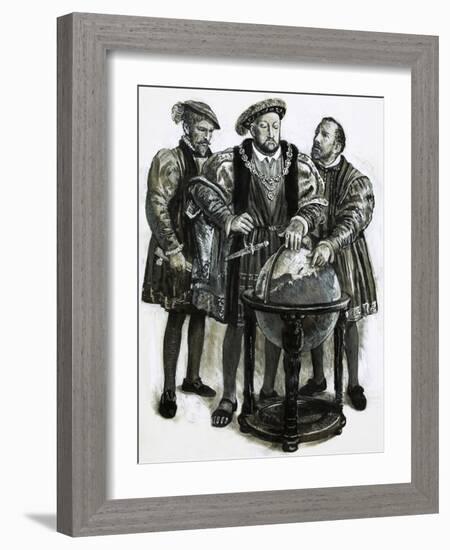 Henry VIII Agrees to Plans to Sail to China by a North-East Passage-Clive Uptton-Framed Giclee Print
