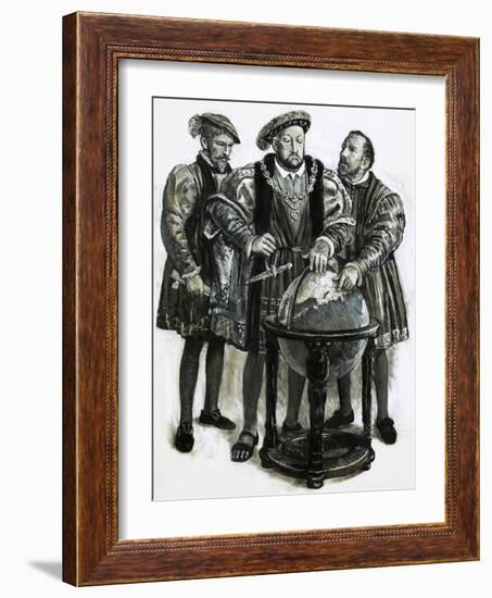 Henry VIII Agrees to Plans to Sail to China by a North-East Passage-Clive Uptton-Framed Giclee Print