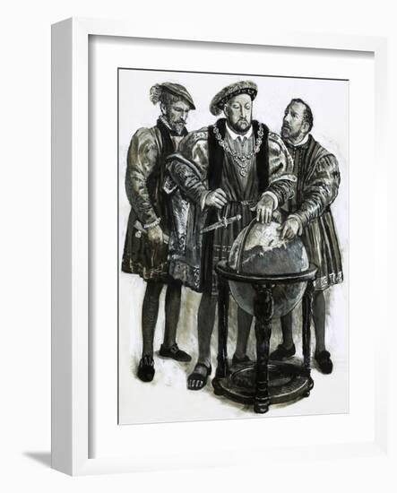 Henry VIII Agrees to Plans to Sail to China by a North-East Passage-Clive Uptton-Framed Giclee Print