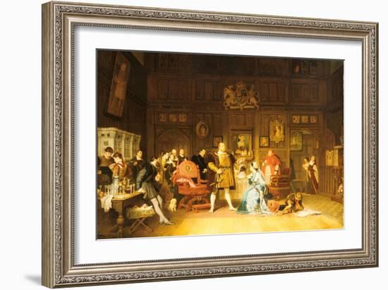 Henry VIII and Anne Boleyn Observed by Queen Catherine, 1870-Marcus Stone-Framed Giclee Print