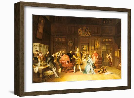 Henry VIII and Anne Boleyn Observed by Queen Catherine, 1870-Marcus Stone-Framed Giclee Print