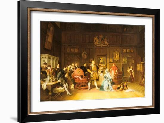 Henry VIII and Anne Boleyn Observed by Queen Catherine, 1870-Marcus Stone-Framed Giclee Print