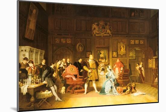 Henry VIII and Anne Boleyn Observed by Queen Catherine, 1870-Marcus Stone-Mounted Giclee Print