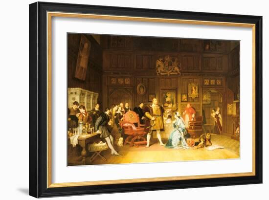 Henry VIII and Anne Boleyn Observed by Queen Catherine, 1870-Marcus Stone-Framed Giclee Print