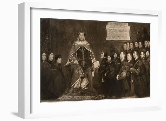 Henry VIII, Granting a Charter to the Barbers and Surgeons Guilds, 1541-Hans Holbein the Younger-Framed Giclee Print