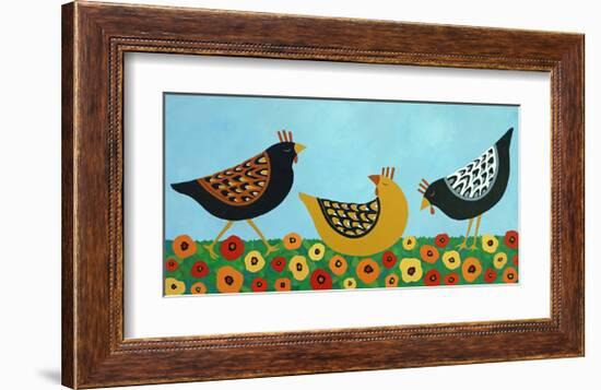 Hens and Poppies-Casey Craig-Framed Art Print