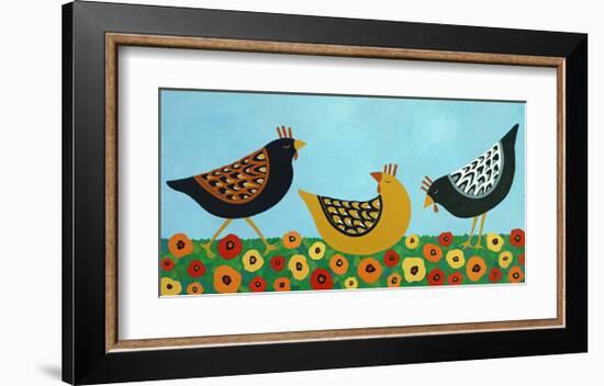 Hens and Poppies-Casey Craig-Framed Art Print