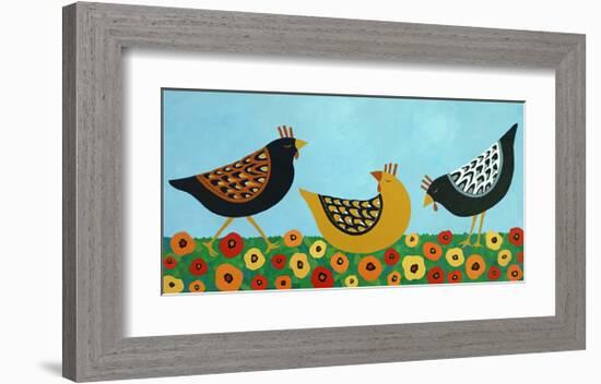 Hens and Poppies-Casey Craig-Framed Art Print