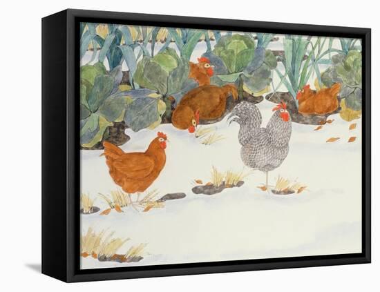 Hens in the Vegetable Patch-Linda Benton-Framed Premier Image Canvas