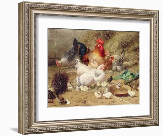 Hens Roosting with their Chickens-Eugene Remy Maes-Framed Giclee Print