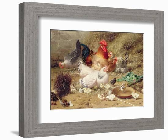 Hens Roosting with their Chickens-Eugene Remy Maes-Framed Giclee Print