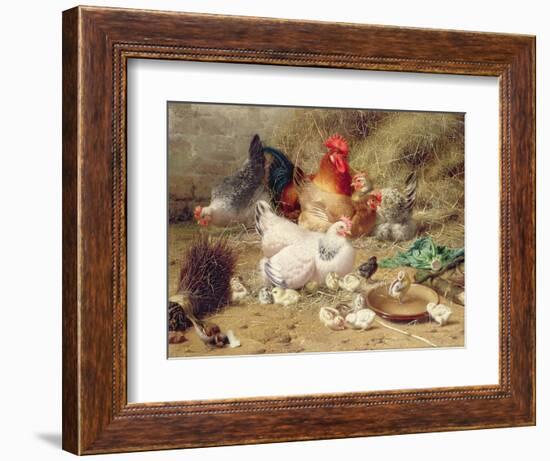 Hens Roosting with their Chickens-Eugene Remy Maes-Framed Giclee Print