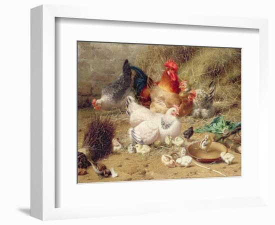 Hens Roosting with their Chickens-Eugene Remy Maes-Framed Giclee Print