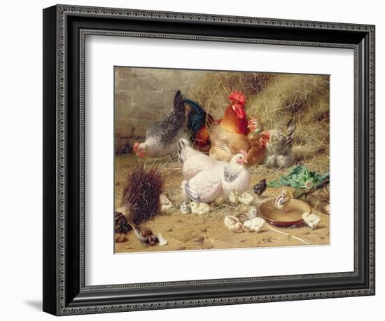 Hens Roosting with their Chickens-Eugene Remy Maes-Framed Giclee Print