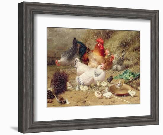 Hens Roosting with their Chickens-Eugene Remy Maes-Framed Premium Giclee Print