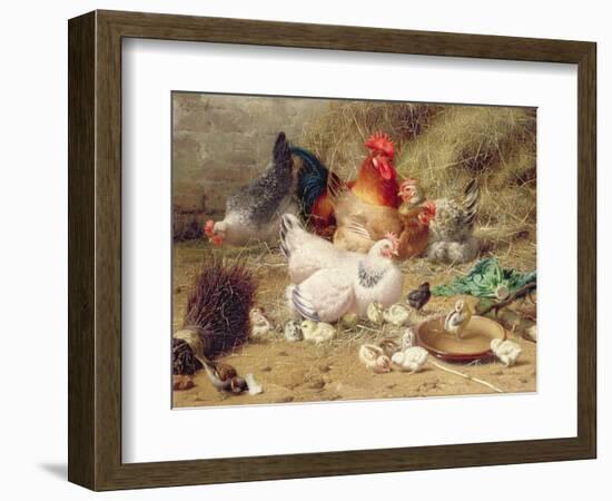 Hens Roosting with their Chickens-Eugene Remy Maes-Framed Premium Giclee Print