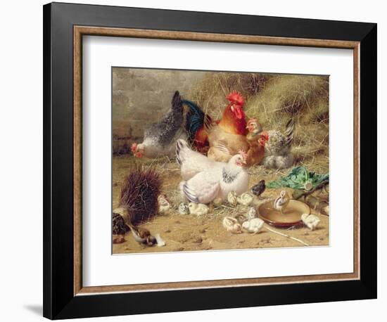 Hens Roosting with their Chickens-Eugene Remy Maes-Framed Premium Giclee Print