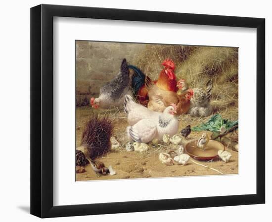 Hens Roosting with their Chickens-Eugene Remy Maes-Framed Premium Giclee Print