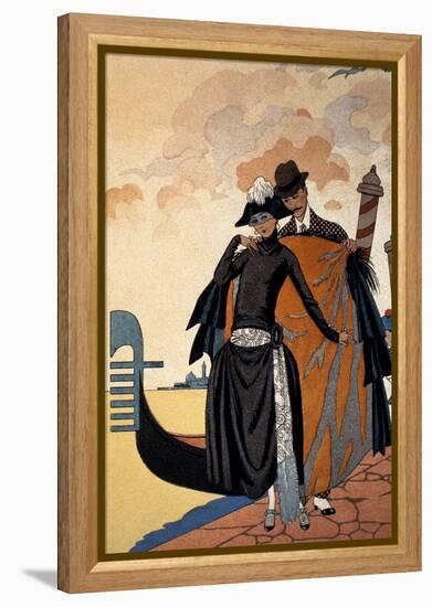 Her and Him, Fashion Illustration, 1921 (Pochoir Print)-Georges Barbier-Framed Premier Image Canvas