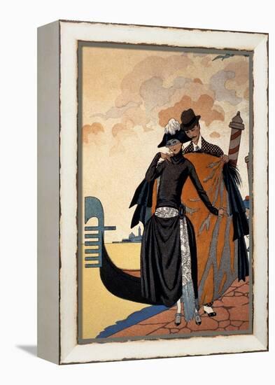 Her and Him, Fashion Illustration, 1921 (Pochoir Print)-Georges Barbier-Framed Premier Image Canvas